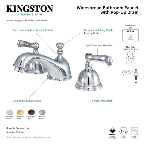 KS3968FL 8 Widespread Bathroom Faucet, Brushed Nickel